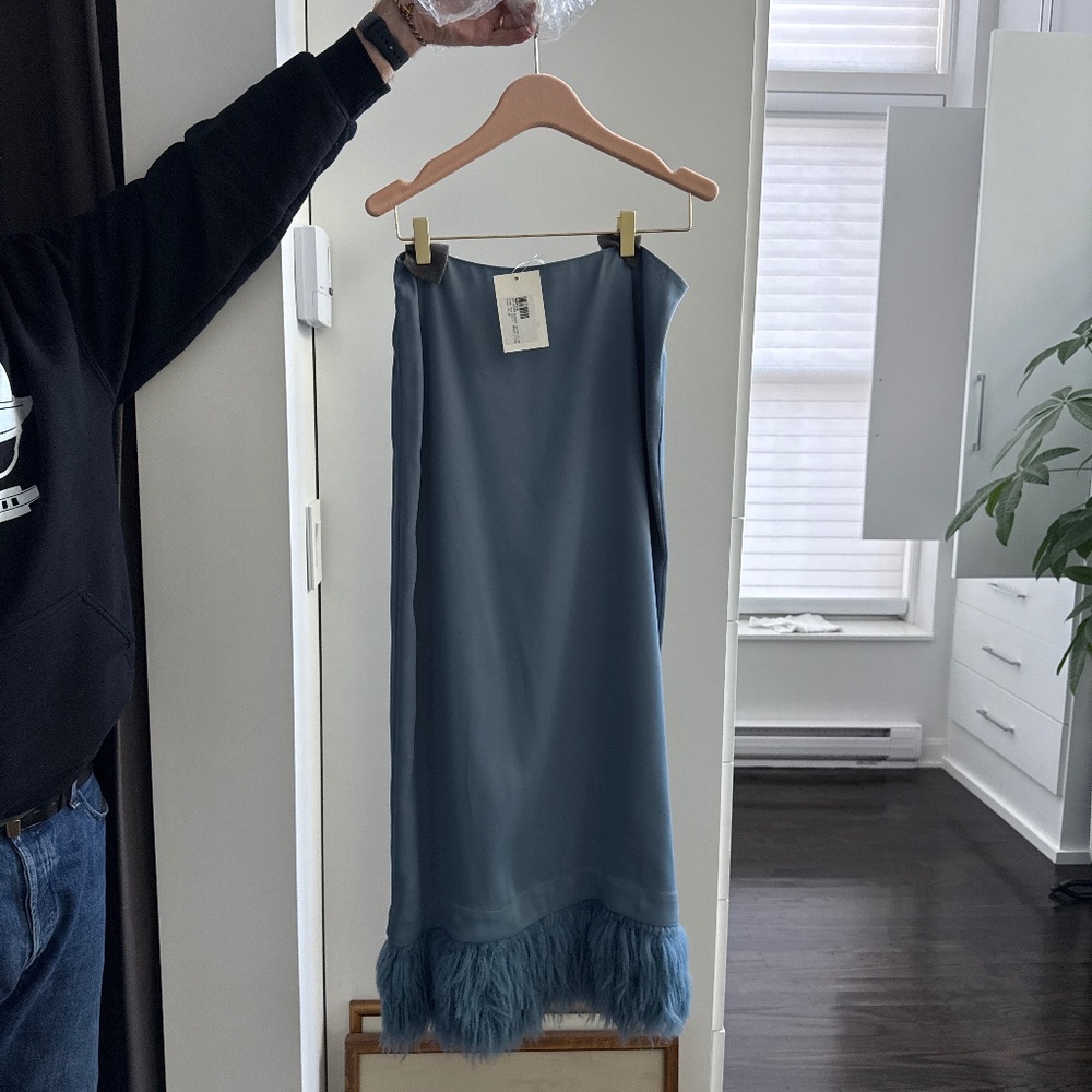 Marlene Birger Feather Trimmed Top and Skirt